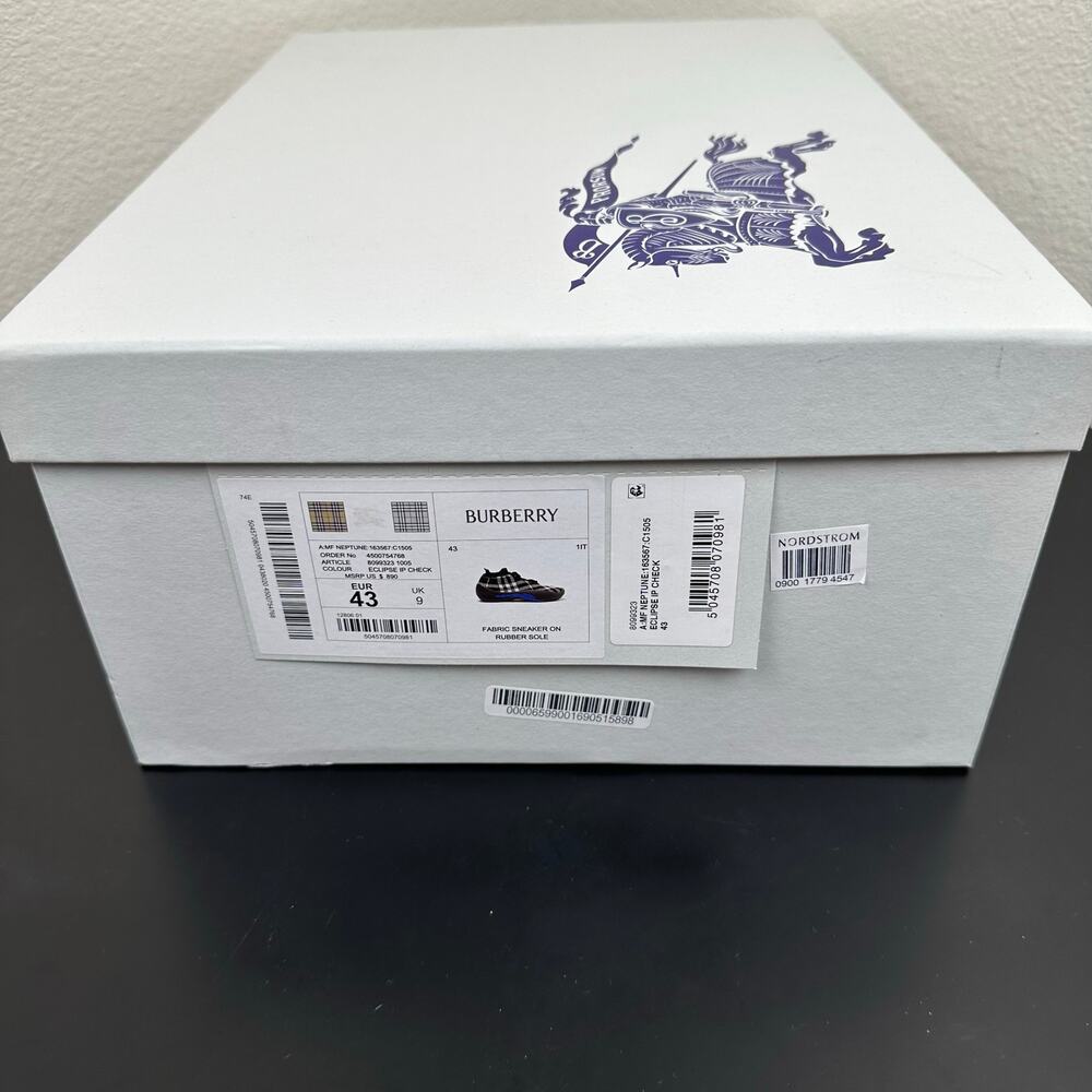 Burberry Men Check Plaid Knit Sock Sneakers Black White Trainer Men 10 EU 43 NIB - Picture 12 of 12